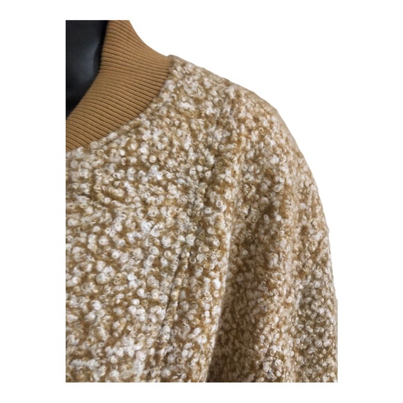 Tan boiled‎ wool look snap button front bomber style jacket size large brand new - Picture 4 of 13